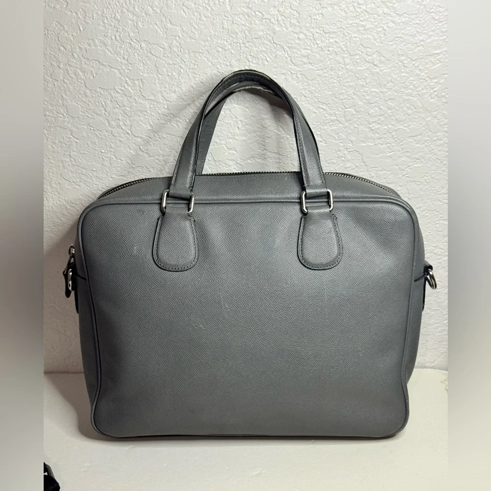 Coach Kennedy Briefcase Grey Saffiano Leather